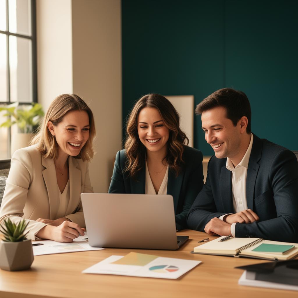 Equipo de contadores conversando con un cliente